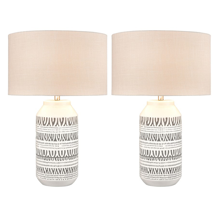 Atlas Lighting Calabar 29''H 1Lt Table Lamp Set of 2, White/Silver