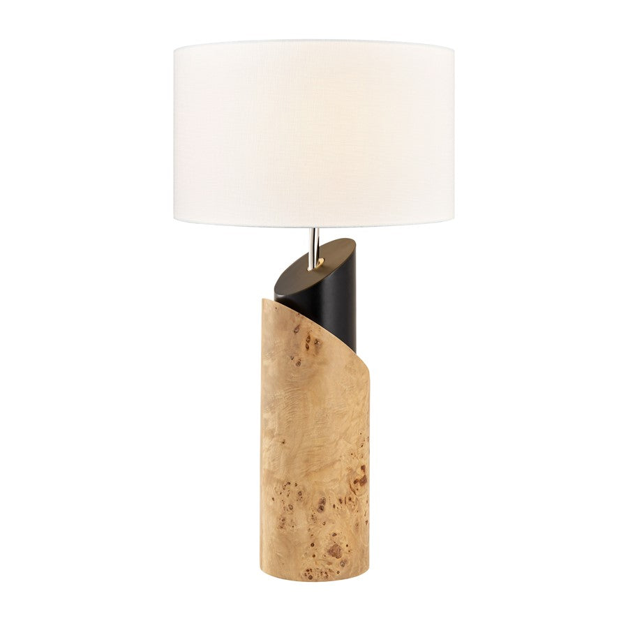 Atlas Lighting Kincaid 29.5''H 1Lt Table Lamp, Natural Burl/White