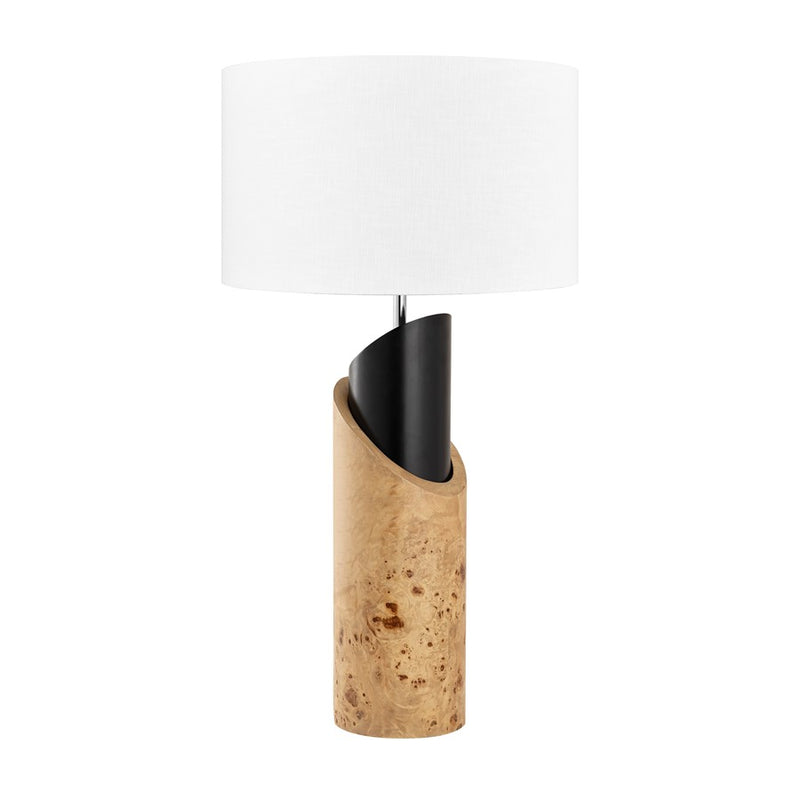 Atlas Lighting Kincaid 29.5''H 1Lt Table Lamp, Natural Burl/White