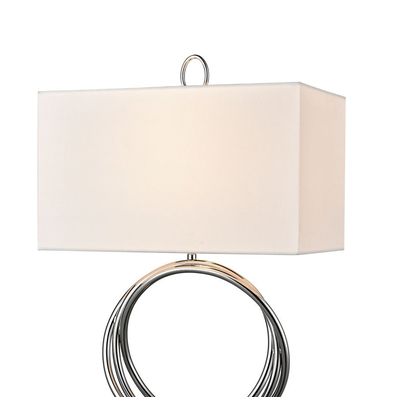 Atlas Eero 24in 1-Light Table Lamp | Transitional Chrome Metal and White Linen | Living Room & Hallway | 15 x 9 x 24 in | Model PL11245-CH