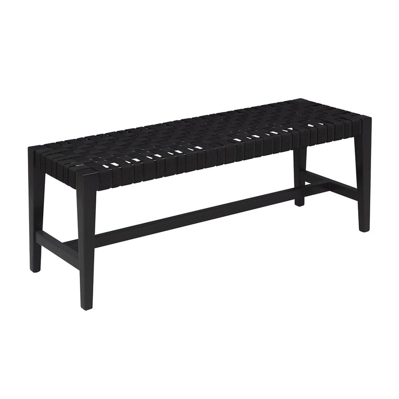 Atlas Lighting Causeway 48in Bench | Transitional Ebony Wood and Black Fabric Webbing | Entryway & Mudroom Seating | Model SE11010-01