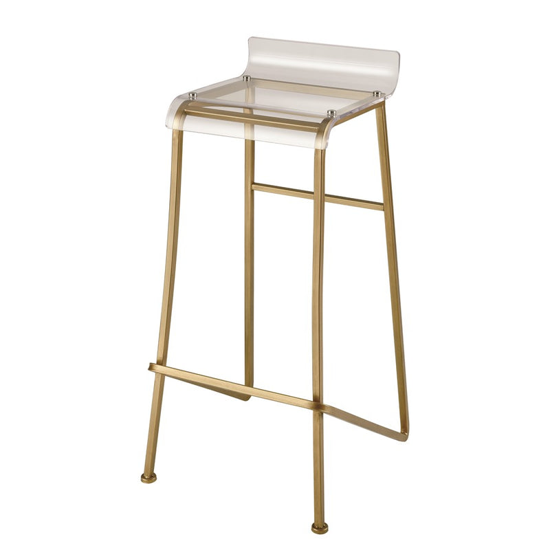 Atlas Lighting Hyperion Bar Stool | Gold Metal & Clear Acrylic Modern | Kitchen Island & Bar Seating | 16 x 17.25 x 33.25 in | Model SE11025-01