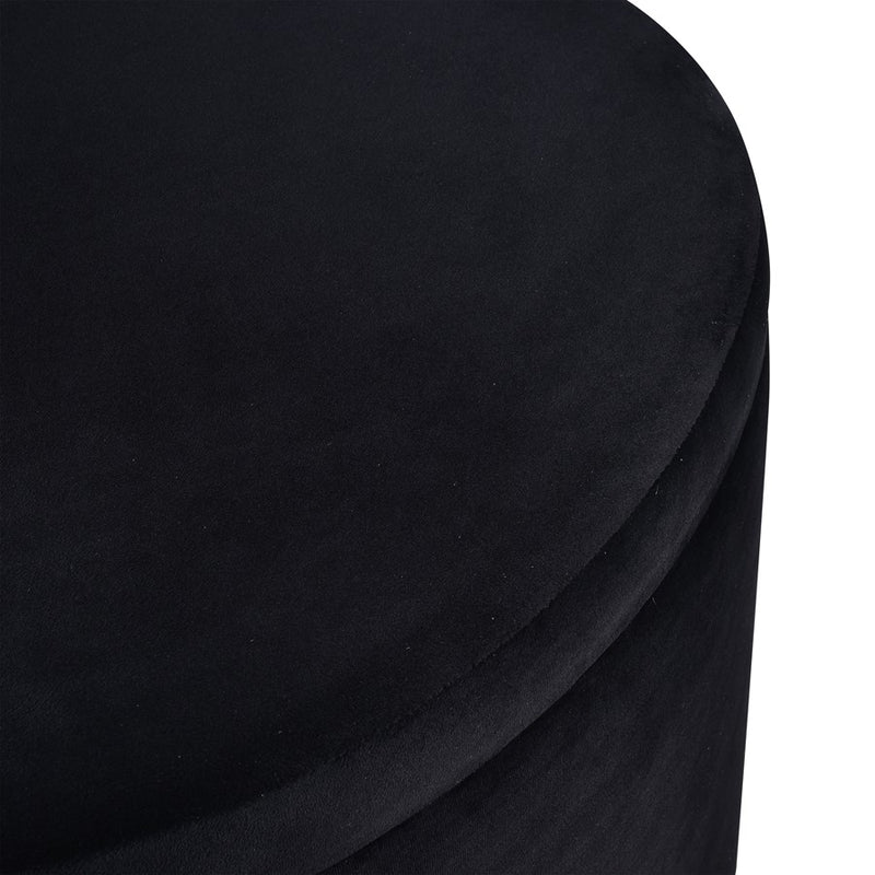 Atlas Lighting Linder 24in Storage Ottoman | Black Fabric & Brass Band | Modern Living Room | 24 x 24 x 17 in | Model SE11037-01