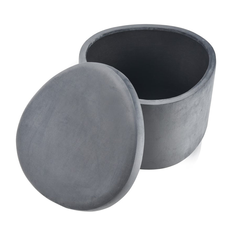 Atlas Lighting Linder 24in Storage Ottoman | Charcoal Fabric & Brass Band | Modern Living Room | 24 x 24 x 17 in | Model SE11037-02