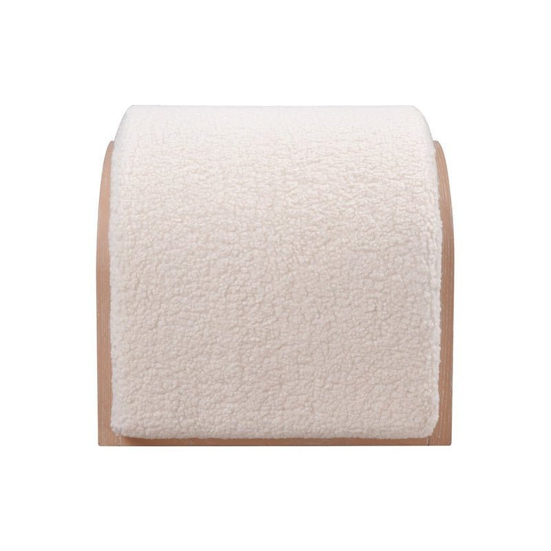 Atlas Lighting Marko 20in Stool | Modern Light Oak Wood and White Boucle Fabric | Living Room & Bedroom Seating | Model SE11038-01