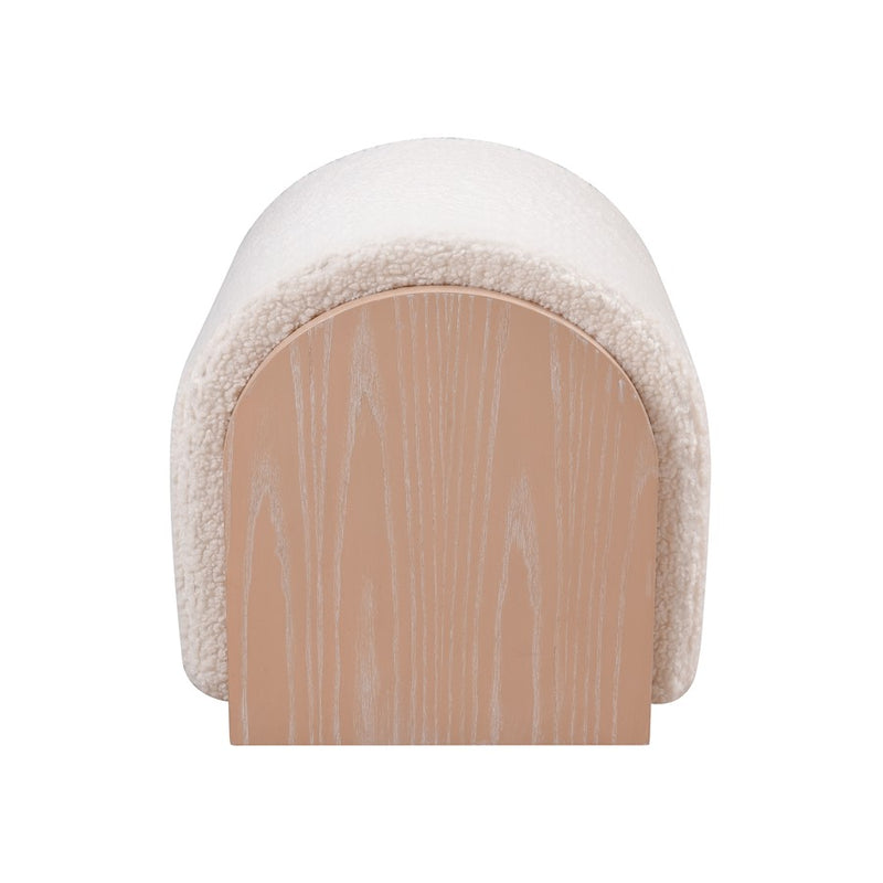 Atlas Lighting Marko 20in Stool | Modern Light Oak Wood and White Boucle Fabric | Living Room & Bedroom Seating | Model SE11038-01