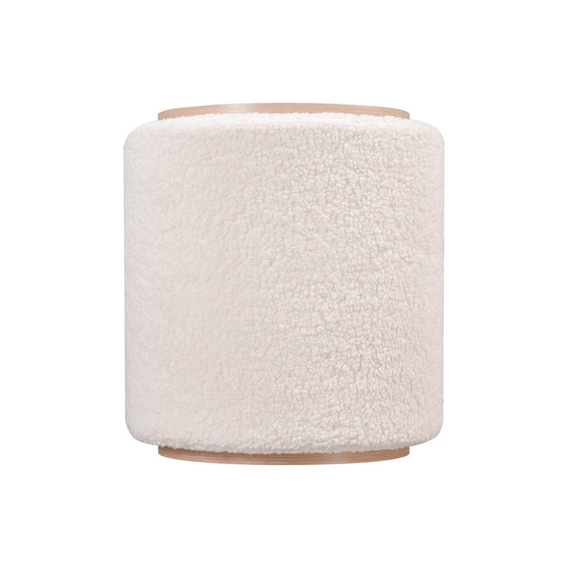 Atlas Lighting Marko 20in Stool | Modern Light Oak Wood and White Boucle Fabric | Living Room & Bedroom Seating | Model SE11038-01