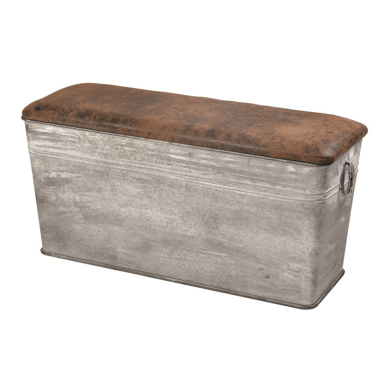 Atlas Lighting Norfolk 35in Bench | Traditional Galvanized Metal and Natural Fabric | Entryway & Living Room Seating with Storage | Model SE11040-01