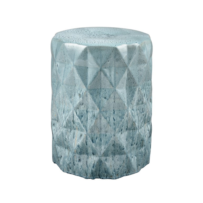 Atlas Lighting Olmedo 13in Stool | Transitional Seaglass Glazed Earthenware | Patio & Accent Seating | 13 x 13 x 18 in | Model SE11041-01