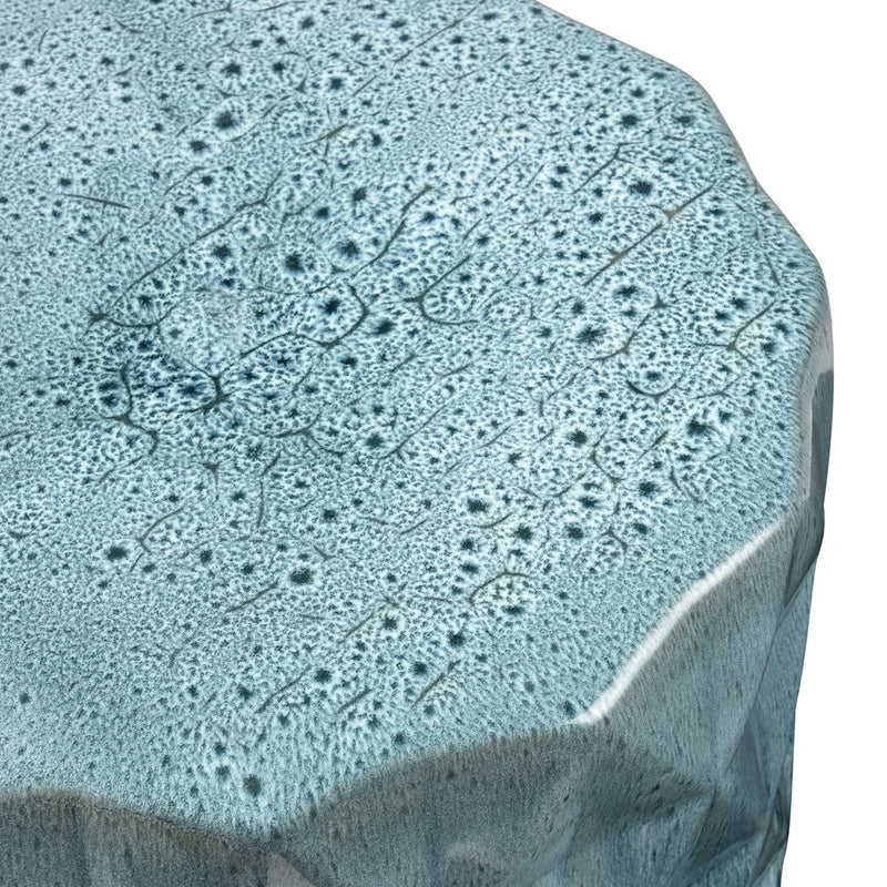 Atlas Lighting Olmedo 13in Stool | Transitional Seaglass Glazed Earthenware | Patio & Accent Seating | 13 x 13 x 18 in | Model SE11041-01