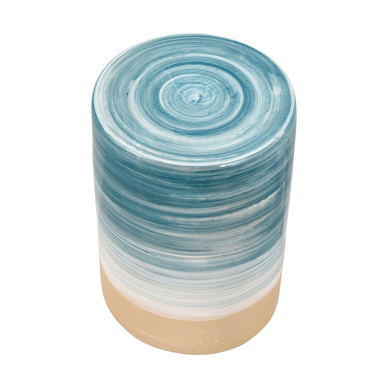 Atlas Lighting Roe Bay Accent Stool | Blue Glazed Earthenware | Coastal Decor & Light Seating | 13 x 13 x 18 in | Model SE11053-01