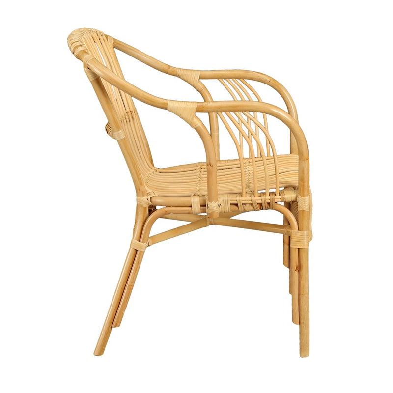 Atlas Lighting Tika 23in Wide Rattan Arm Chair | Natural Wood and Rattan | Living Room & Reading Nook Seating | 23 x 25 x 34 in | Model SE11060-01
