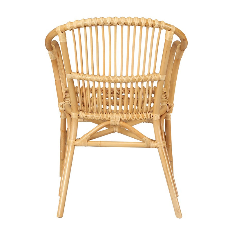 Atlas Lighting Tika 23in Wide Rattan Arm Chair | Natural Wood and Rattan | Living Room & Reading Nook Seating | 23 x 25 x 34 in | Model SE11060-01