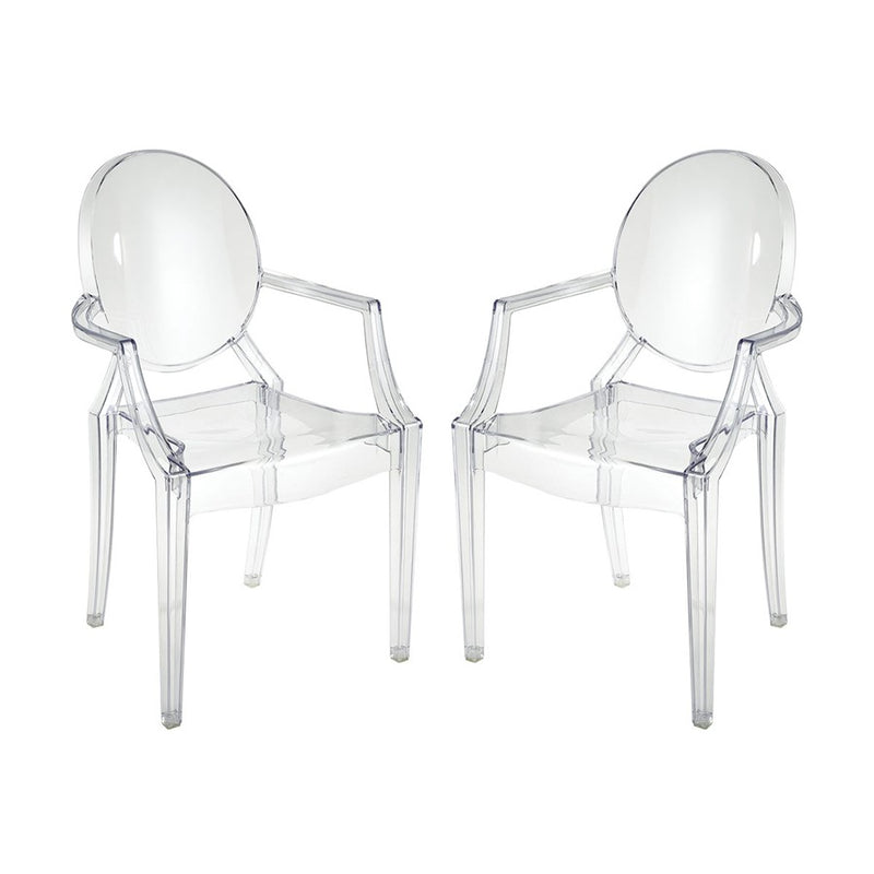 Atlas Lighting Vanish 22in Wide Clear Acrylic Armchair Set of 2 | Modern Contemporary | Dining Room & Living Room Seating | Model SE11061-01S