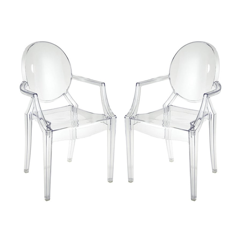 Atlas Lighting Vanish 22in Wide Clear Acrylic Armchair Set of 2 | Modern Contemporary | Dining Room & Living Room Seating | Model SE11061-01S