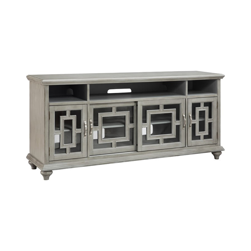 Atlas Lighting Barron 72in 4-Door Media Console | Gray Wood Composite Transitional | Living Room Media Storage | 72 x 18 x 34 in | Model ST11006-01