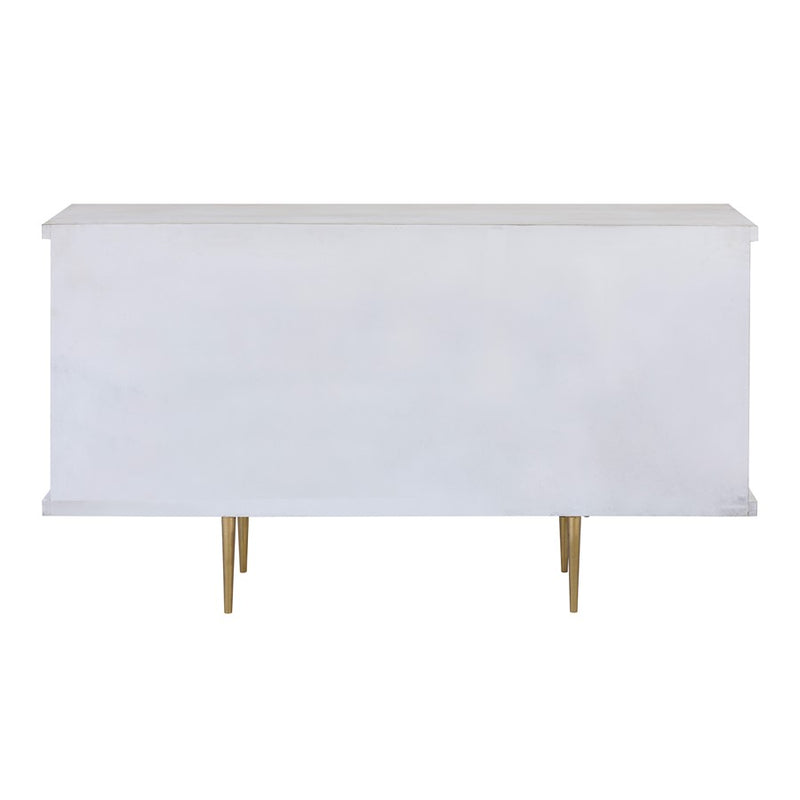 Atlas Lighting Brendle 4-Door Credenza | Whitewash Wood & Brass Modern | Living Room & Dining Room Storage | Model ST11012-01