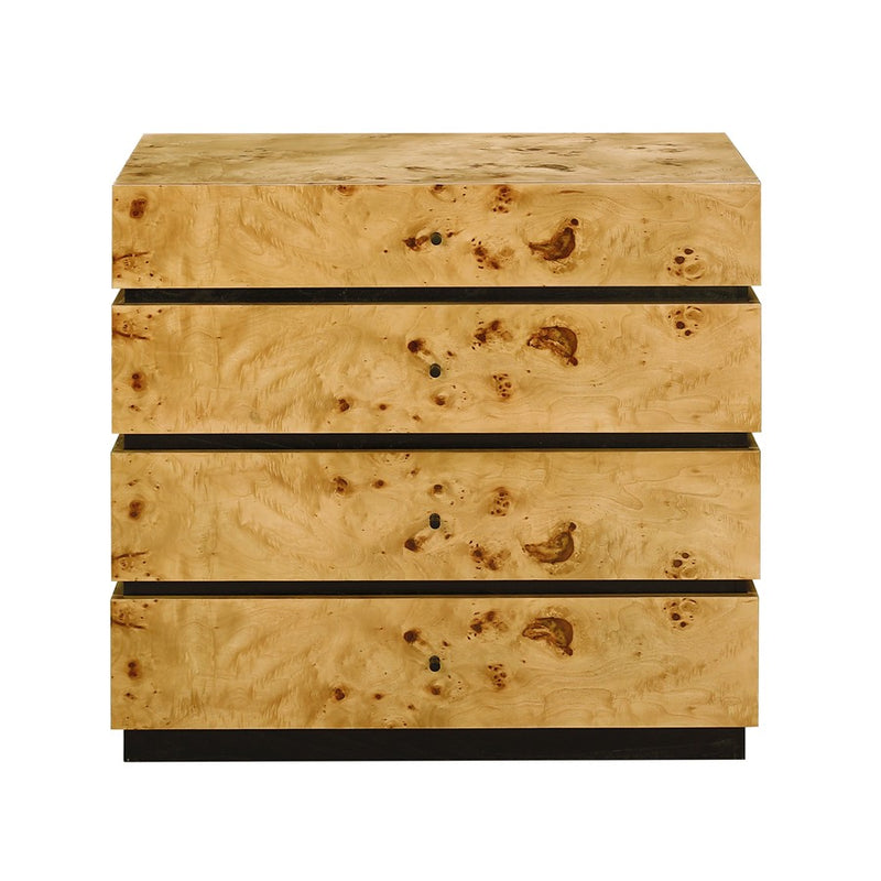 Atlas Lighting Bromo Chest Large | Natural Burl Wood & Black Modern | Bedroom & Living Room Storage | 36in W x 18in D x 34in H | Model ST11013-01
