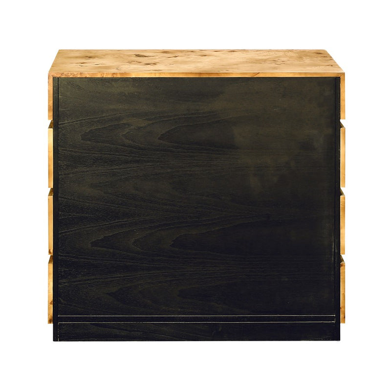 Atlas Lighting Bromo Chest Large | Natural Burl Wood & Black Modern | Bedroom & Living Room Storage | 36in W x 18in D x 34in H | Model ST11013-01