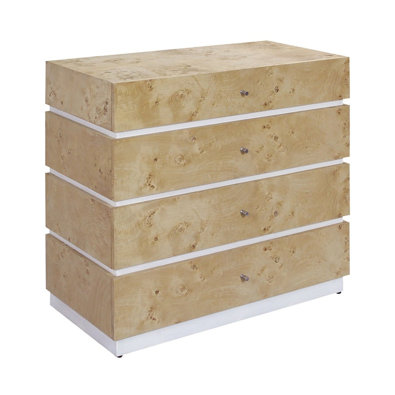 Atlas Lighting Bromo Chest Large | Bleached Burl Wood & White Modern | Bedroom & Living Room Storage | 36in W x 18in D x 34in H | Model ST11013-02