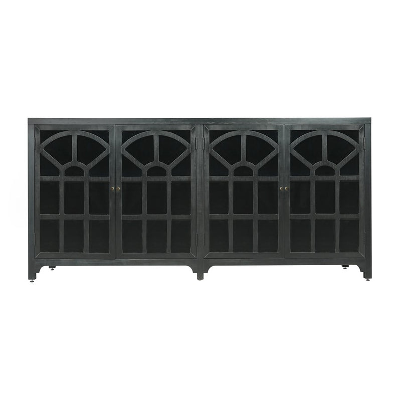 Atlas Lighting Conrad Credenza 72in | Traditional Kettle Black Wood with Clear Glass Doors | Living Room & Dining Room Storage | Model ST11020-01