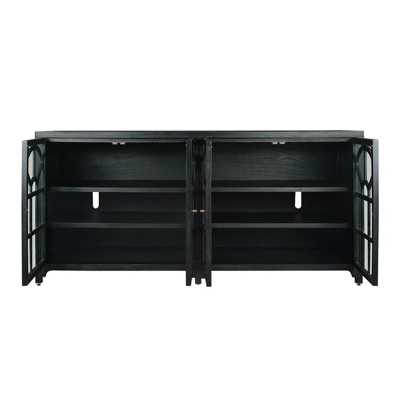 Atlas Lighting Conrad Credenza 72in | Traditional Kettle Black Wood with Clear Glass Doors | Living Room & Dining Room Storage | Model ST11020-01