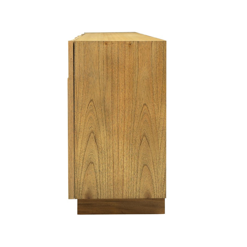 Atlas Lighting Dennis Credenza 72in | Modern Wheat Toast Wood with Geometric Carved Doors | Living Room & Dining Room Storage | Model ST11027-01