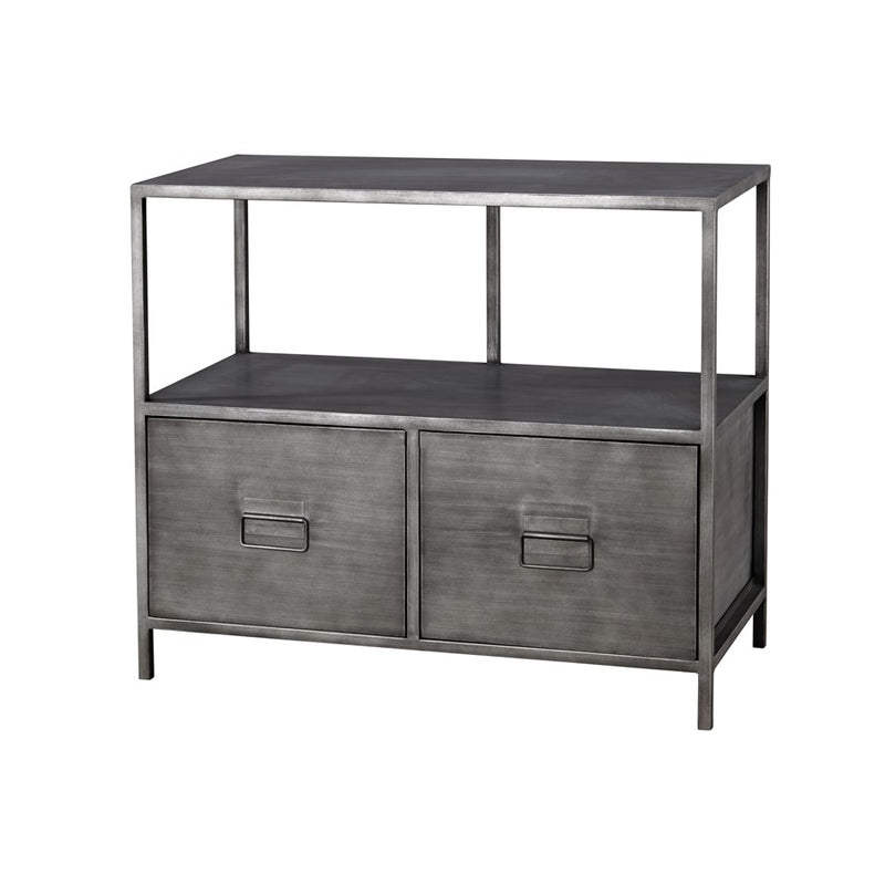 Atlas Lighting Gunthery 32in 2-Drawer Media Console | Transitional Graphite Metal | Living Room & Office Storage | 32 x 15 x 27 in | Model ST11040-01
