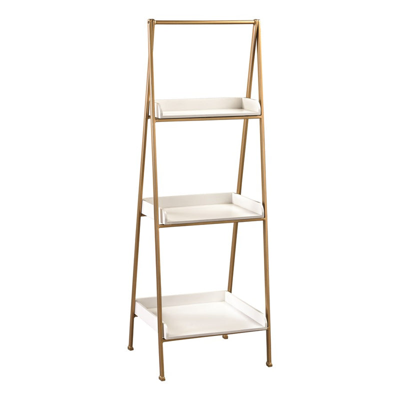 Atlas Lighting Kline Small Bookshelf | Gloss White and Gold Metal Wood Composite | Home Office & Living Room Storage | Model ST11050-01