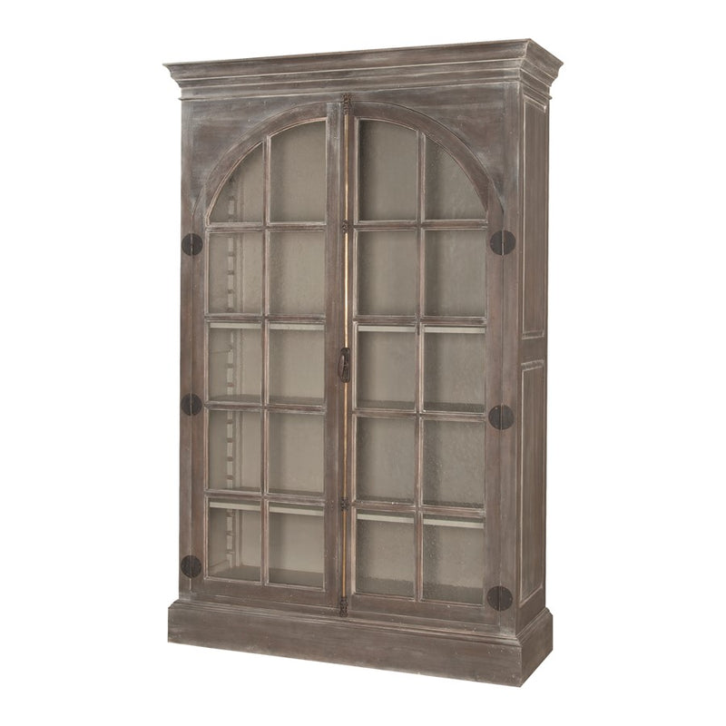 Atlas Lighting Manor 52in Wide Traditional Wood Cabinet | Greige Finish with Clear Glass | Living Room & Entryway Storage | Model ST11056-01