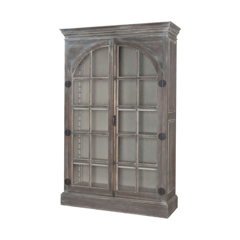 Atlas Lighting Manor 52in Wide Traditional Wood Cabinet | Greige Finish with Clear Glass | Living Room & Entryway Storage | Model ST11056-01
