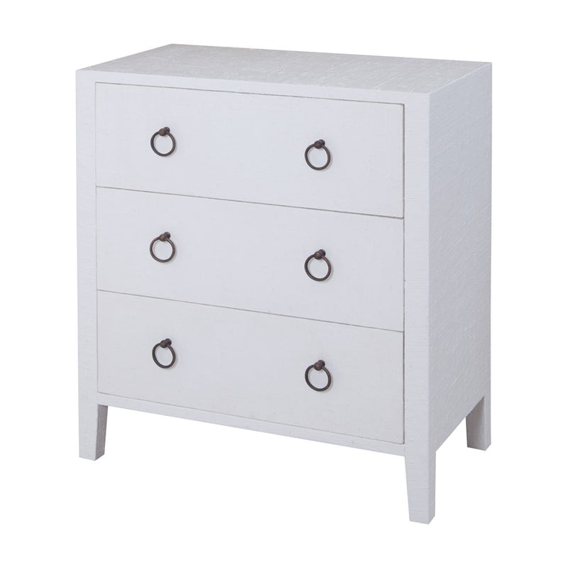 Atlas Lighting St. Kitts 3-Drawer Chest | White Wood with Aged Bronze Pulls | Bedroom & Entryway Storage | 32in W x 17in D x 36in H | Model ST11076-01