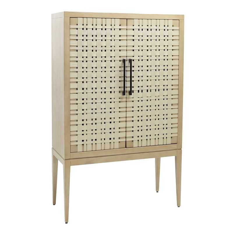 Atlas Lighting Sunset Harbor 2-Door Cabinet | Sandy Cove Wood with Natural Cotton Webbing | Entryway & Living Room Storage | 42in | Model ST11079-01