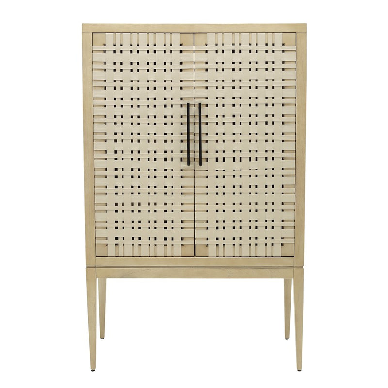Atlas Lighting Sunset Harbor 2-Door Cabinet | Sandy Cove Wood with Natural Cotton Webbing | Entryway & Living Room Storage | 42in | Model ST11079-01