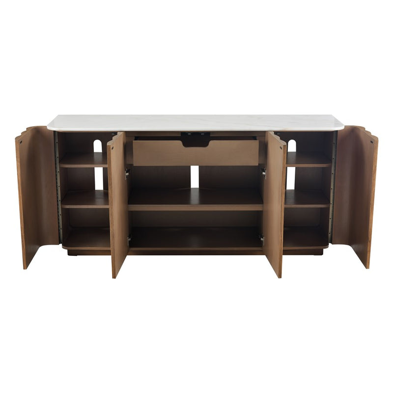 Atlas Lighting Woodside Credenza, Medium Oak
