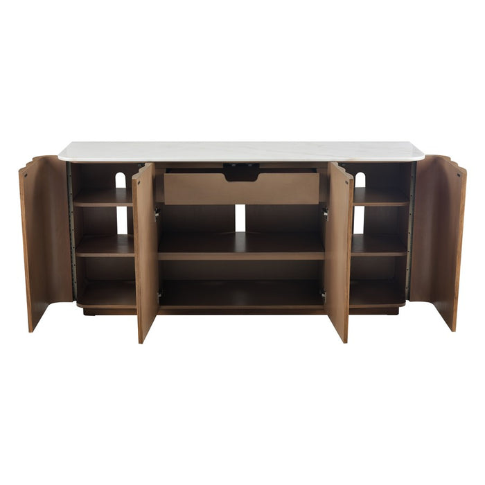 Atlas Lighting Woodside Credenza, Medium Oak