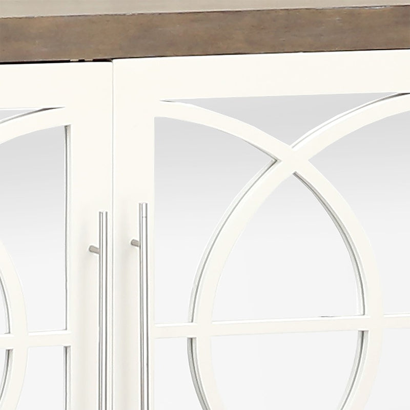 Atlas Lighting Zoran 72in 4-Door Credenza | Brown and Weathered White with Mirror Doors | Living Room & Dining Room Storage | Model ST11096-01