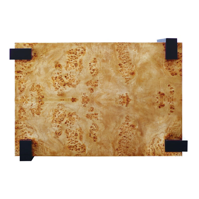 Atlas Lighting Bromo 48in Rectangular Coffee Table | Modern Natural Burl Wood Top with Black Legs | Living Room Center Table | Model TA11025-01