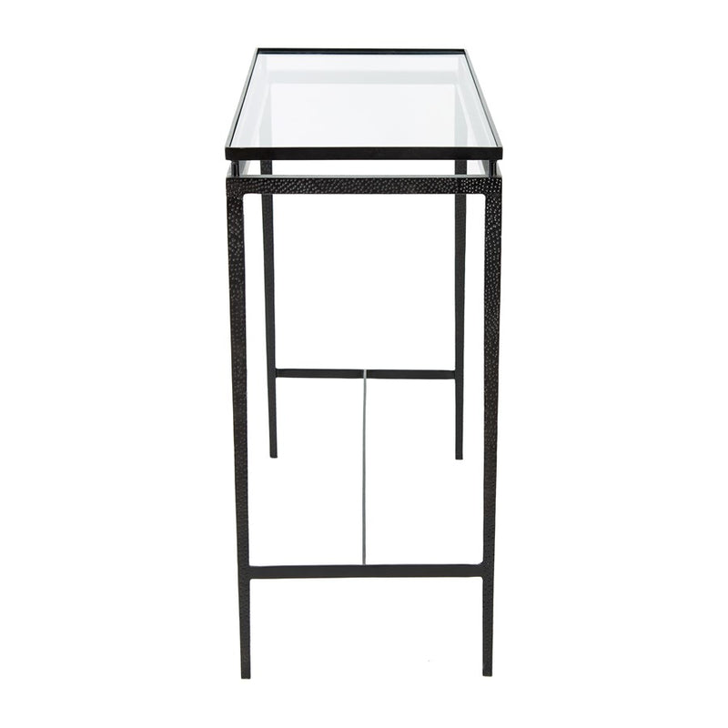 Atlas Lighting Canyon Console Table 42in | Transitional Black Metal and Clear Glass | Entryway & Hallway Accent Table | Model TA11034-01