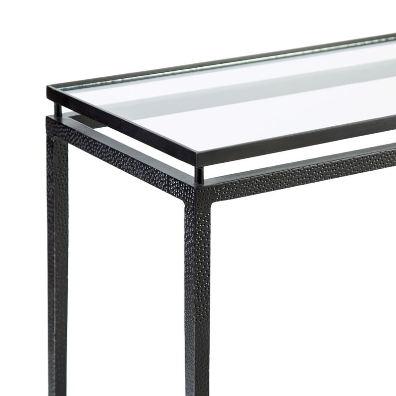 Atlas Lighting Canyon Console Table 42in | Transitional Black Metal and Clear Glass | Entryway & Hallway Accent Table | Model TA11034-01