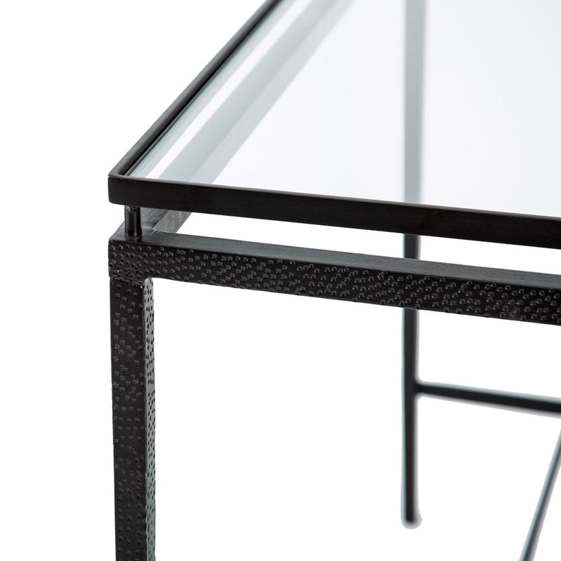 Atlas Lighting Canyon Console Table 42in | Transitional Black Metal and Clear Glass | Entryway & Hallway Accent Table | Model TA11034-01