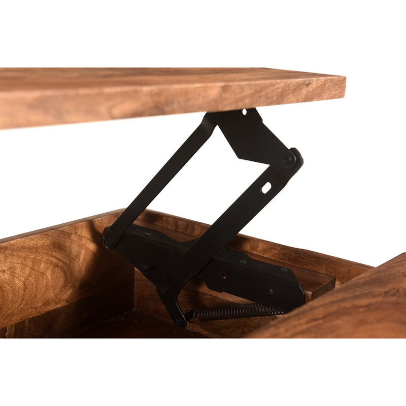 Atlas Lighting Carey Coffee Table 30in | Transitional Natural Mango Wood and Black Metal | Living Room Storage Coffee Table | Model TA11035-01