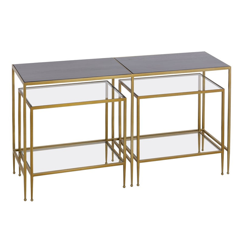 Atlas Lighting Carrick Nesting Console Table Set of 3 | Transitional Mahogany Wood and Brass Metal | Entryway & Living Room | Model TA11037-01S
