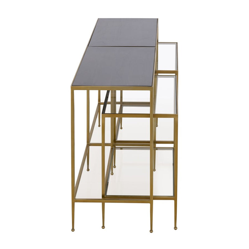 Atlas Lighting Carrick Nesting Console Table Set of 3 | Transitional Mahogany Wood and Brass Metal | Entryway & Living Room | Model TA11037-01S