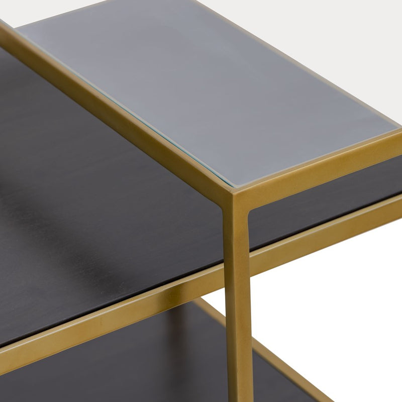 Atlas Lighting Carrick 23in Nesting Table Set of 2 | Transitional Dark Mahogany Wood and Brass Metal | Living Room & Bedroom | Model TA11038-01S