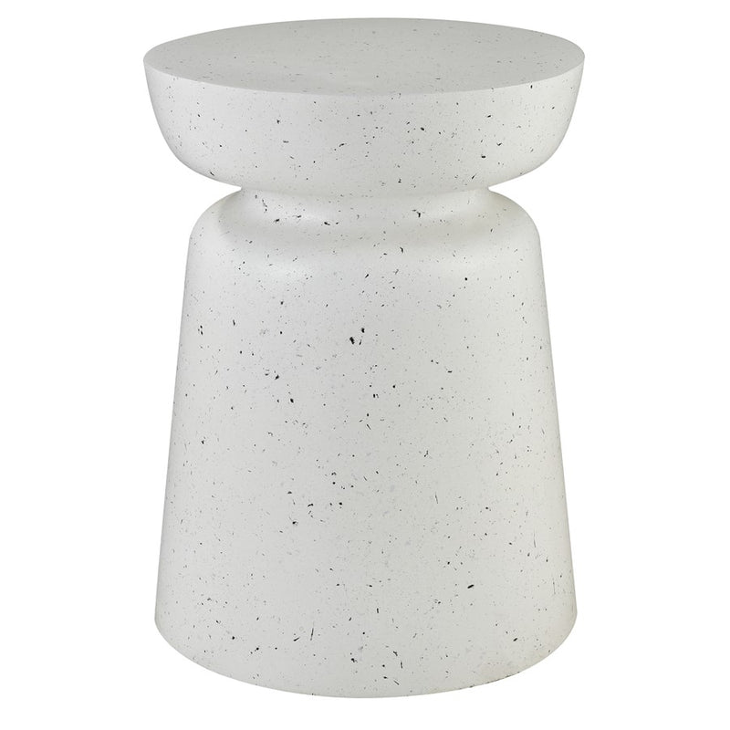 Atlas Dash 14in Round Accent Table | Modern White Composite | Living Room & Bedroom Side Table | 14 x 14 x 19 in | Model TA11065-01