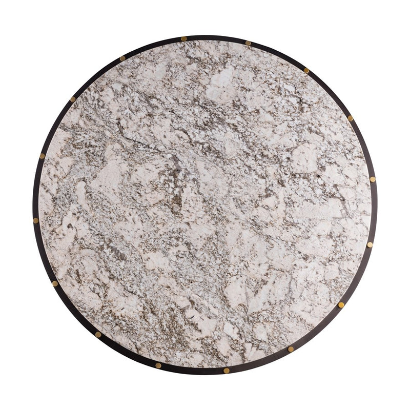 Atlas Demille 48in Round Coffee Table | Transitional Satin Brass Metal and Cream Stone | Living Room Centerpiece | 48 x 48 x 18 in | Model TA11066-01