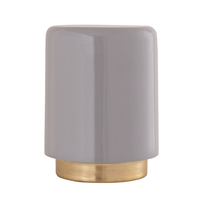 Atlas Lighting Genesis 12in Accent Table | Gray Enamel Metal with Brass Band | Living Room & Bedroom Side Table or Extra Seating | Model TA11078-01