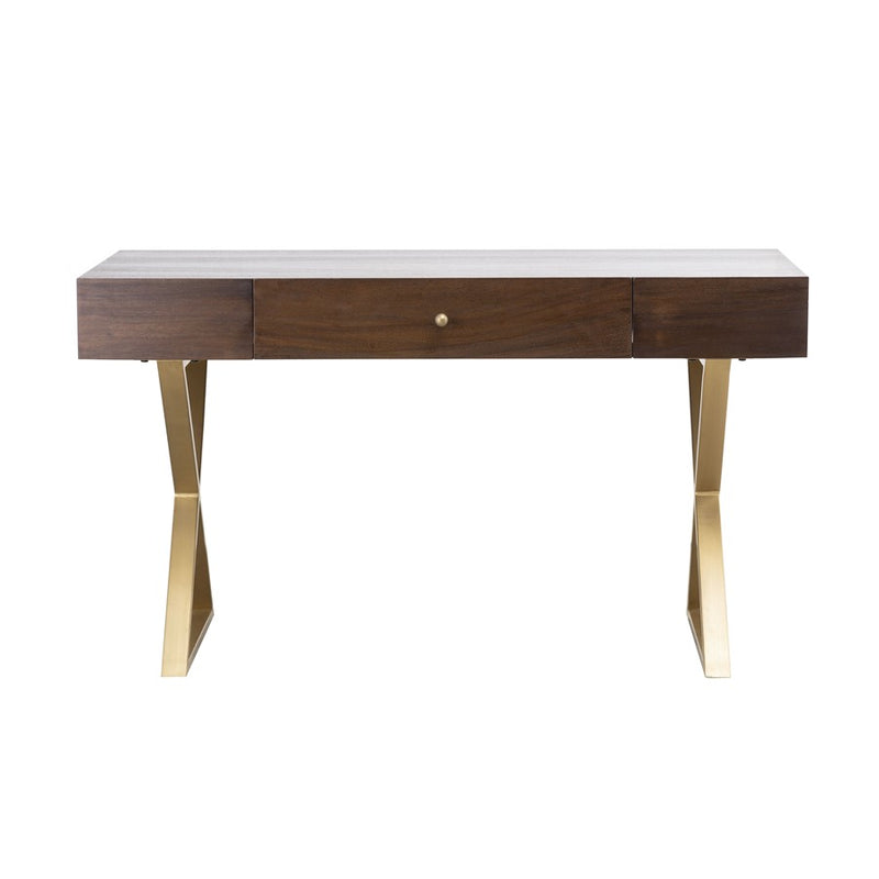 Atlas Lighting Guilford 54in Desk | Transitional Mahogany Wood and Satin Brass Metal | Home Office & Study Desk with Drawer | Model TA11085-01