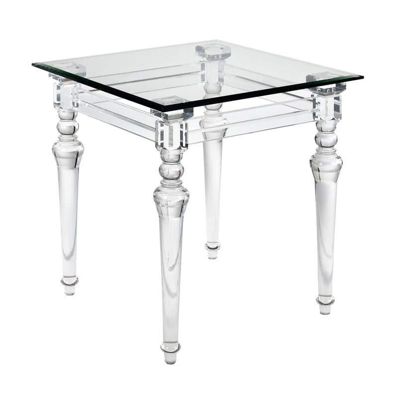 Atlas Lighting Jacobs 22in Square Acrylic Accent Table | Clear Finish | Living Room & Hallway Side Table | 22 x 22 x 24 in | Model TA11099-01